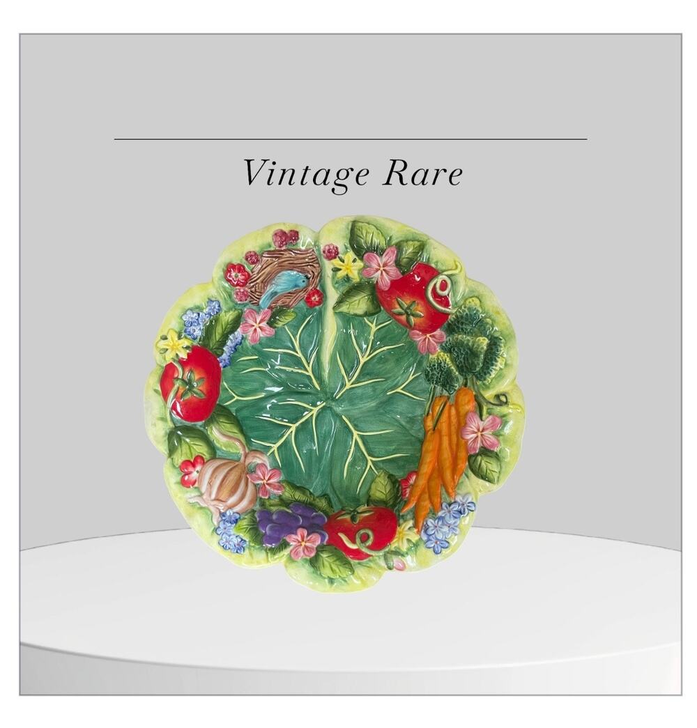 Rare Vintage Fitz & Floyd Classics Country Cabbage Leaf Serving Bowl